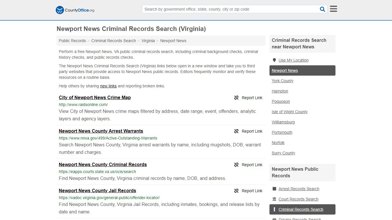 Criminal Records Search - Newport News, VA (Arrests, Jails ...